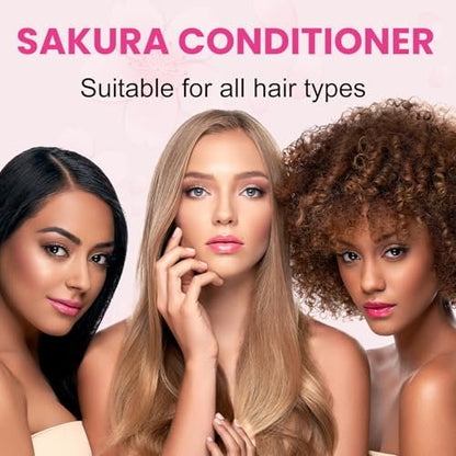 Sakura Shampoo + Conditioner Set, Japanese Cherry Blossom & Vitamin E, Clarifying Volumizing Hydrating Hair Care, Repairs Shine, 5.08 oz Each