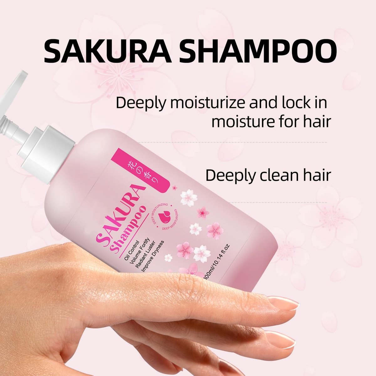 Sakura Shampoo + Conditioner Set, Japanese Cherry Blossom & Vitamin E, Clarifying Volumizing Hydrating Hair Care, Repairs Shine, 5.08 oz Each - görsel 9