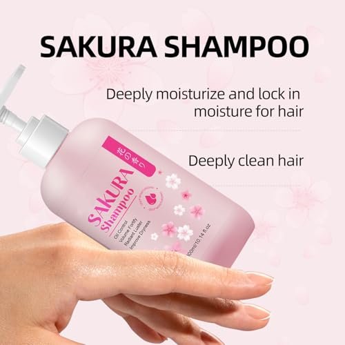 Sakura Shampoo + Conditioner Set, Japanese Cherry Blossom & Vitamin E, Clarifying Volumizing Hydrating Hair Care, Repairs Shine, 5.08 oz Each - görsel 10
