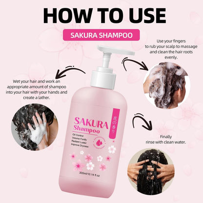Sakura Shampoo + Conditioner Set, Japanese Cherry Blossom & Vitamin E, Clarifying Volumizing Hydrating Hair Care, Repairs Shine, 5.08 oz Each
