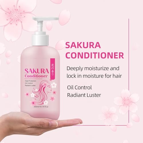 Sakura Shampoo + Conditioner Set, Japanese Cherry Blossom & Vitamin E, Clarifying Volumizing Hydrating Hair Care, Repairs Shine, 5.08 oz Each - görsel 6