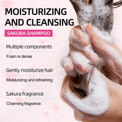 Sakura Shampoo + Conditioner Set, Japanese Cherry Blossom & Vitamin E, Clarifying Volumizing Hydrating Hair Care, Repairs Shine, 5.08 oz Each