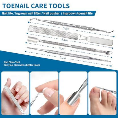7-Piece Professional Stainless Steel Ingrown Toenail Removal Kit – Heavy Duty Toenail Clippers for Thick Nails, Home Foot Care for Adults & Seniors
