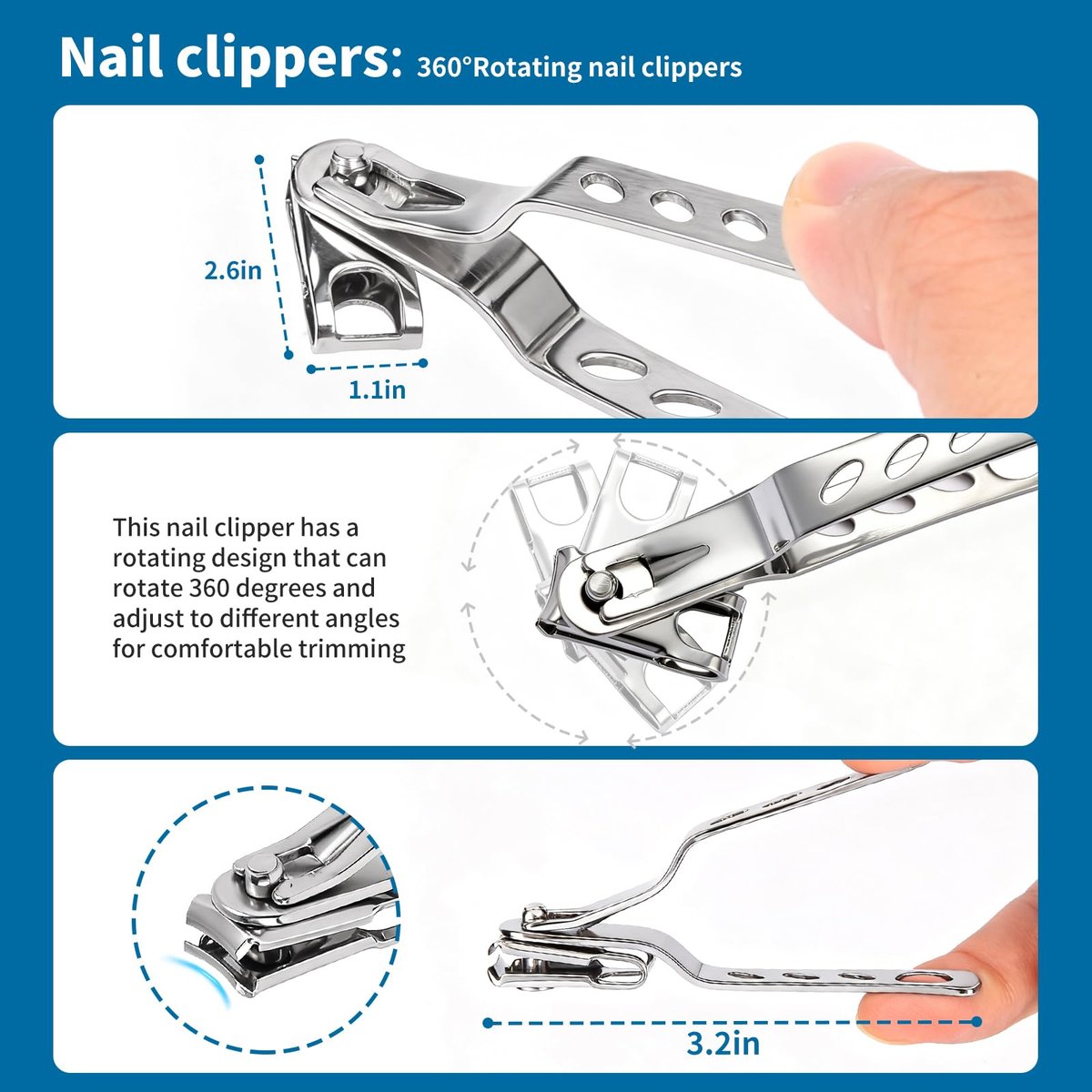 7-Piece Professional Stainless Steel Ingrown Toenail Removal Kit – Heavy Duty Toenail Clippers for Thick Nails, Home Foot Care for Adults & Seniors - görsel 10