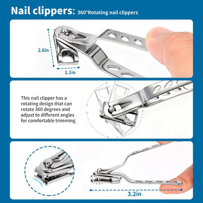 7-Piece Professional Stainless Steel Ingrown Toenail Removal Kit – Heavy Duty Toenail Clippers for Thick Nails, Home Foot Care for Adults & Seniors