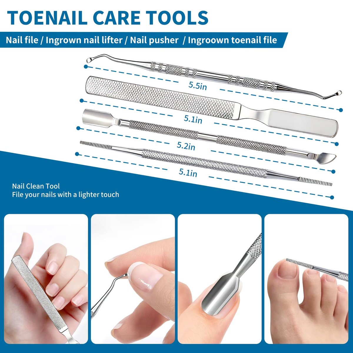 7-Piece Professional Stainless Steel Ingrown Toenail Removal Kit – Heavy Duty Toenail Clippers for Thick Nails, Home Foot Care for Adults & Seniors - görsel 12