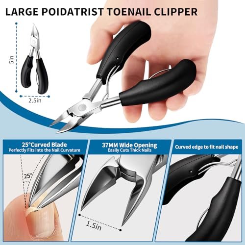 7-Piece Professional Stainless Steel Ingrown Toenail Removal Kit – Heavy Duty Toenail Clippers for Thick Nails, Home Foot Care for Adults & Seniors - görsel 5