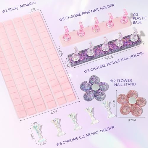 Nicedeco Nail Stand Display - DIY Magnetic Nail Holder for Tips, Acrylic Nail Practice Stand with 96Pcs Reusable Putty, Manicure Tool - görsel 4