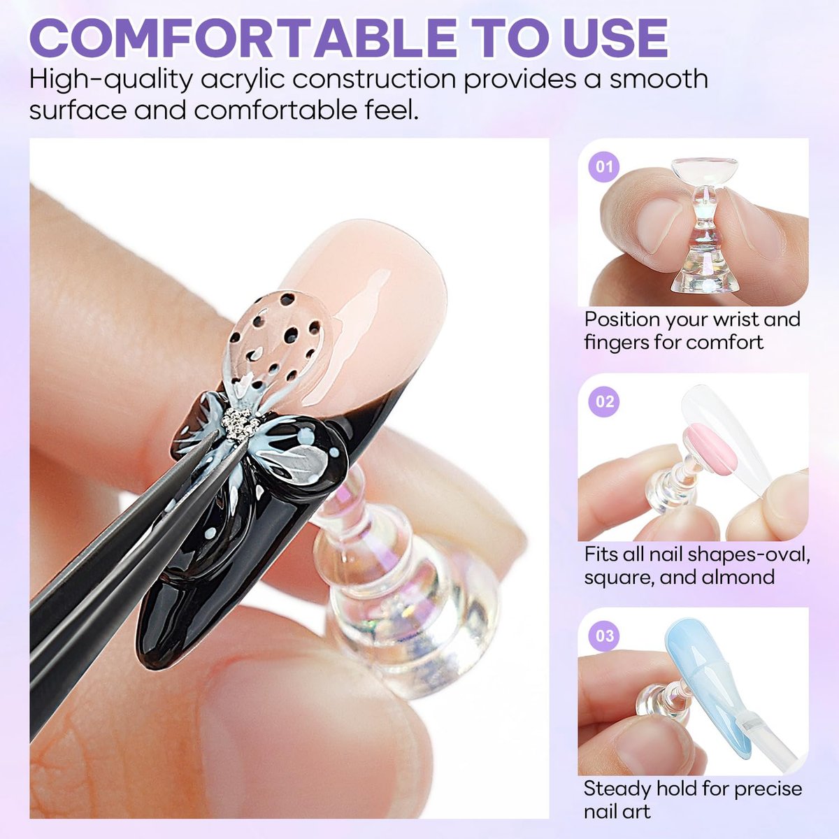 Nicedeco Nail Stand Display - DIY Magnetic Nail Holder for Tips, Acrylic Nail Practice Stand with 96Pcs Reusable Putty, Manicure Tool - görsel 5