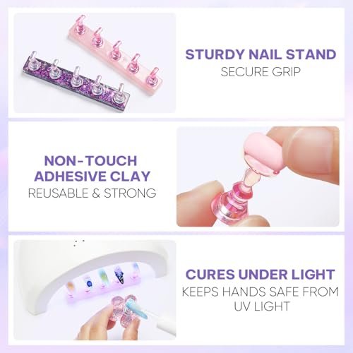 Nicedeco Nail Stand Display - DIY Magnetic Nail Holder for Tips, Acrylic Nail Practice Stand with 96Pcs Reusable Putty, Manicure Tool - görsel 12