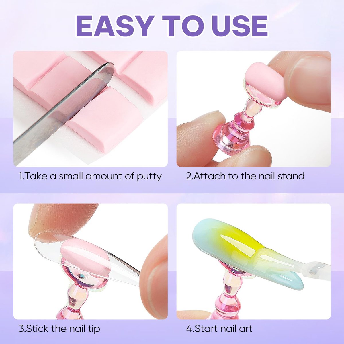 Nicedeco Nail Stand Display - DIY Magnetic Nail Holder for Tips, Acrylic Nail Practice Stand with 96Pcs Reusable Putty, Manicure Tool - görsel 13