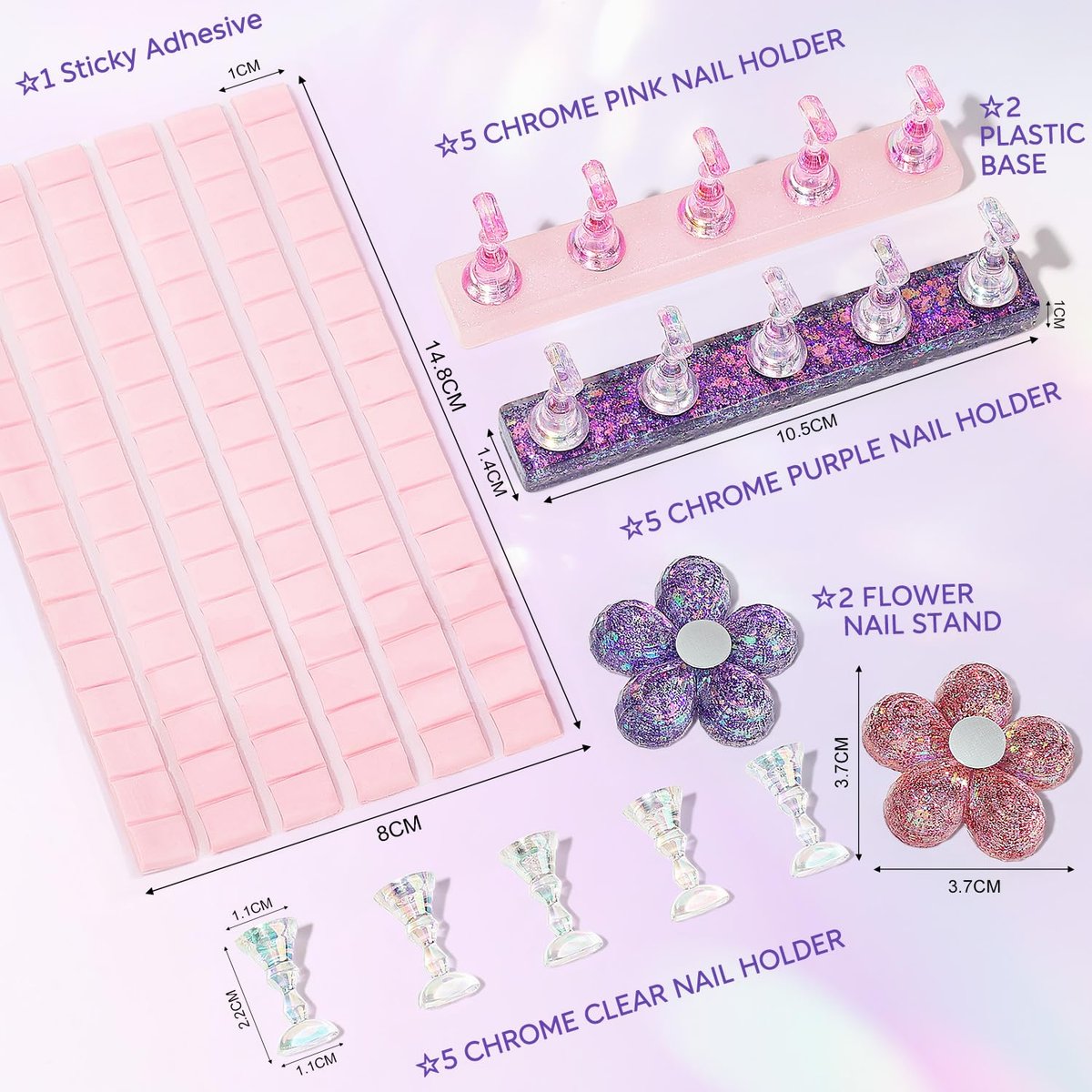 Nicedeco Nail Stand Display - DIY Magnetic Nail Holder for Tips, Acrylic Nail Practice Stand with 96Pcs Reusable Putty, Manicure Tool - görsel 3