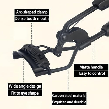 Eyelash Curler for Hooded Eyes with Built-in Comb and 2 Replacement Pads – Lift and Define Lashes