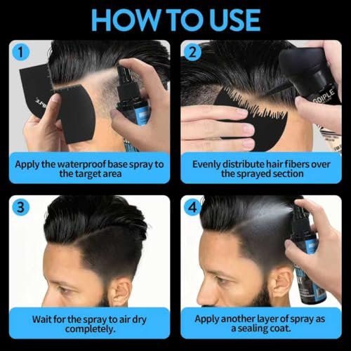 WOZUTUNT Hair Fiber Water Resistant Spray for Men – Extra Hold, Hairline Enhancer & Volumizing Spray for Black Hair (Pack of 6, 0.67 Fl Oz Each) Avelisse