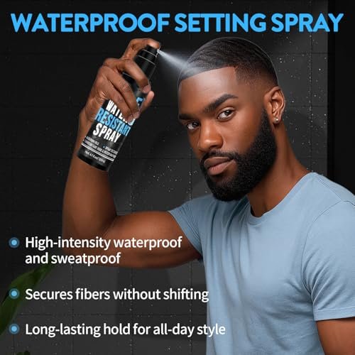 WOZUTUNT Hair Fiber Water Resistant Spray for Men – Extra Hold, Hairline Enhancer & Volumizing Spray for Black Hair (Pack of 6, 0.67 Fl Oz Each) Avelisse