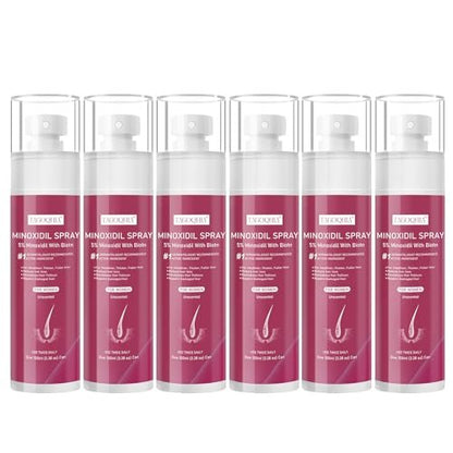 5% Minoxidil for Women Hair Regrowth Spray | Extra Strength with Biotin | 6 Bottles (100ml Each) Avelisse