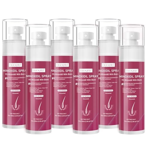 5% Minoxidil for Women Hair Regrowth Spray | Extra Strength with Biotin | 6 Bottles (100ml Each) Avelisse