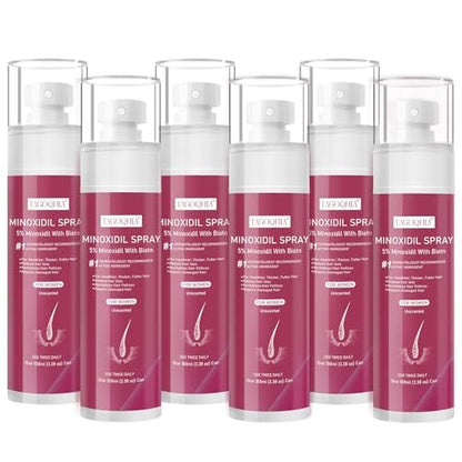 5% Minoxidil for Women Hair Regrowth Spray | Extra Strength with Biotin | 6 Bottles (100ml Each) Avelisse