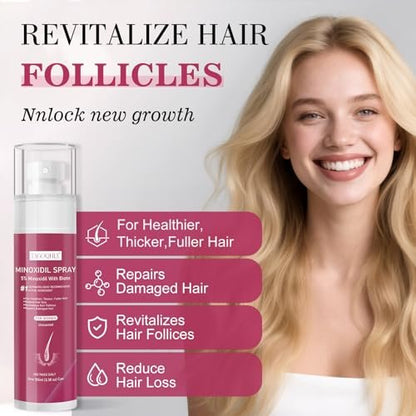 5% Minoxidil Hair Regrowth Spray for Women with Biotin – Extra Strength Treatment for Hair Loss and Thinning (3 Bottles) Avelisse