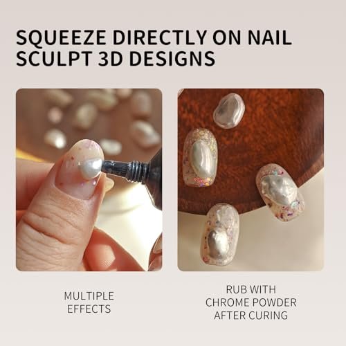 RUNBBY Pearl Nail Gel 15g - No-Wipe Nail Art Gel with Precision Nozzle Tube for Pearlescent & Metallic Effects, Semi-Solid 3D Sculpting Gel, UV/LED Cure - görsel 10