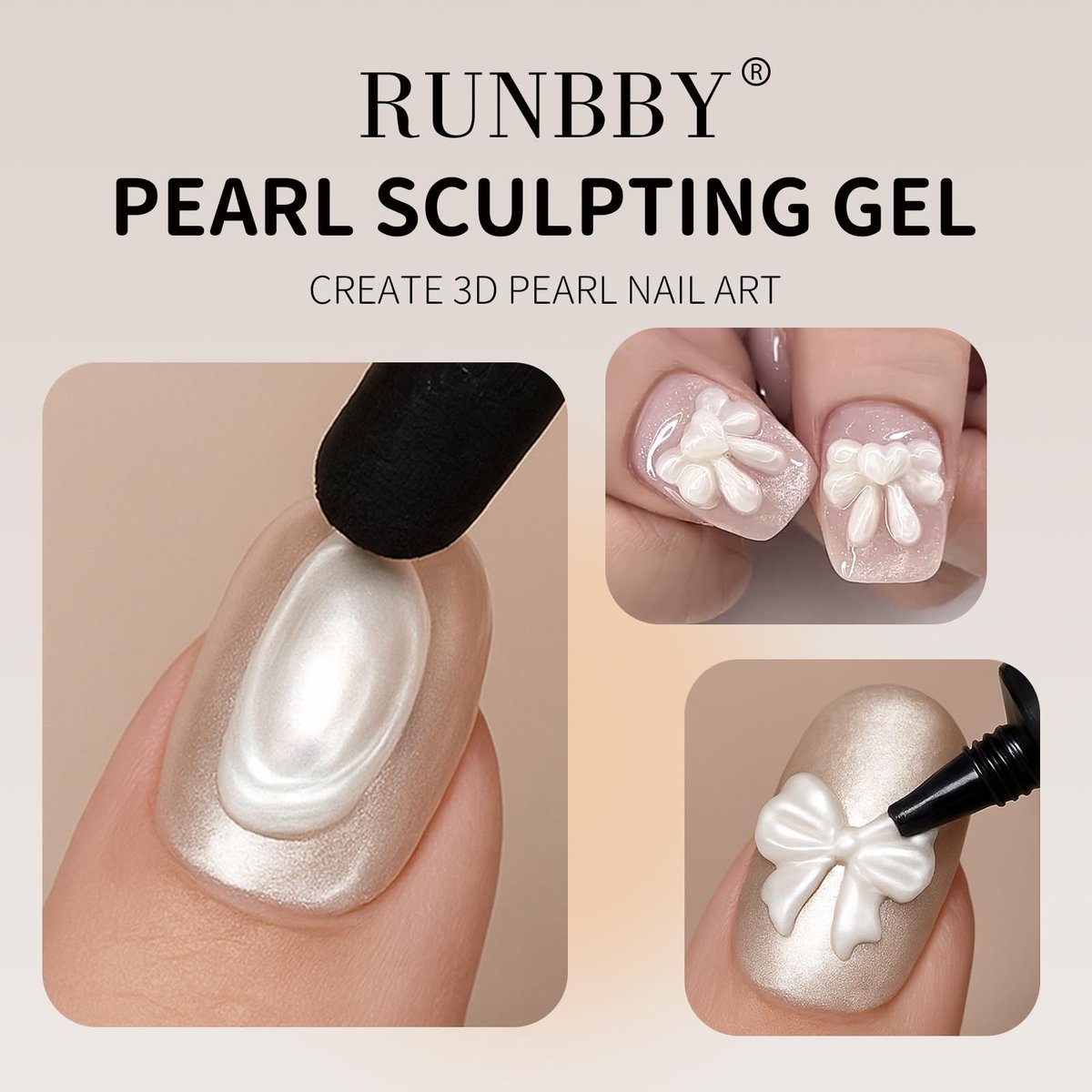 RUNBBY Pearl Nail Gel 15g - No-Wipe Nail Art Gel with Precision Nozzle Tube for Pearlescent & Metallic Effects, Semi-Solid 3D Sculpting Gel, UV/LED Cure - görsel 11