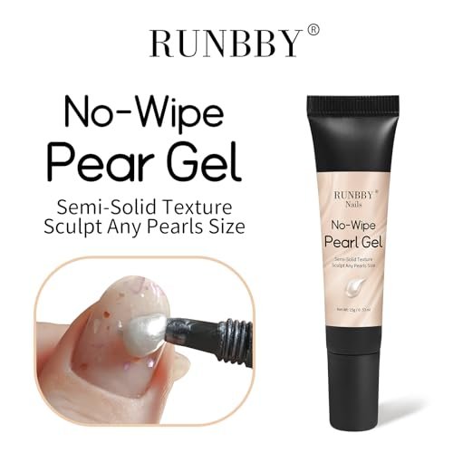 RUNBBY Pearl Nail Gel 15g - No-Wipe Nail Art Gel with Precision Nozzle Tube for Pearlescent & Metallic Effects, Semi-Solid 3D Sculpting Gel, UV/LED Cure - görsel 4