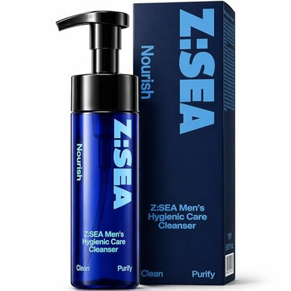 Z:SEA Men's Foaming Intimate Wash - pH Balanced Cleanser with Cooling Menthol & Amino Acids, Controls Odor, Soothes Itching & Irritation, Gentle Daily Hygiene for Groin Area, 5.29 Fl Oz Avelisse