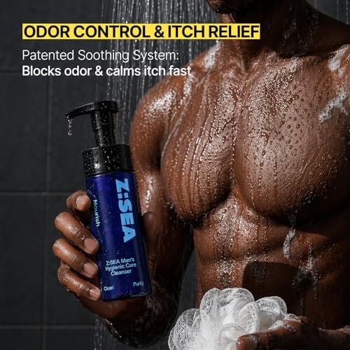 Z:SEA Men's Foaming Intimate Wash - pH Balanced Cleanser with Cooling Menthol & Amino Acids, Controls Odor, Soothes Itching & Irritation, Gentle Daily Hygiene for Groin Area, 5.29 Fl Oz Avelisse