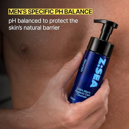 Z:SEA Men's Foaming Intimate Wash - pH Balanced Cleanser with Cooling Menthol & Amino Acids, Controls Odor, Soothes Itching & Irritation, Gentle Daily Hygiene for Groin Area, 5.29 Fl Oz Avelisse