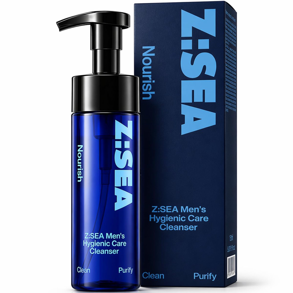 Z:SEA Men's Foaming Intimate Wash - pH Balanced Cleanser with Cooling Menthol & Amino Acids, Controls Odor, Soothes Itching & Irritation, Gentle Daily Hygiene for Groin Area, 5.29 Fl Oz Avelisse