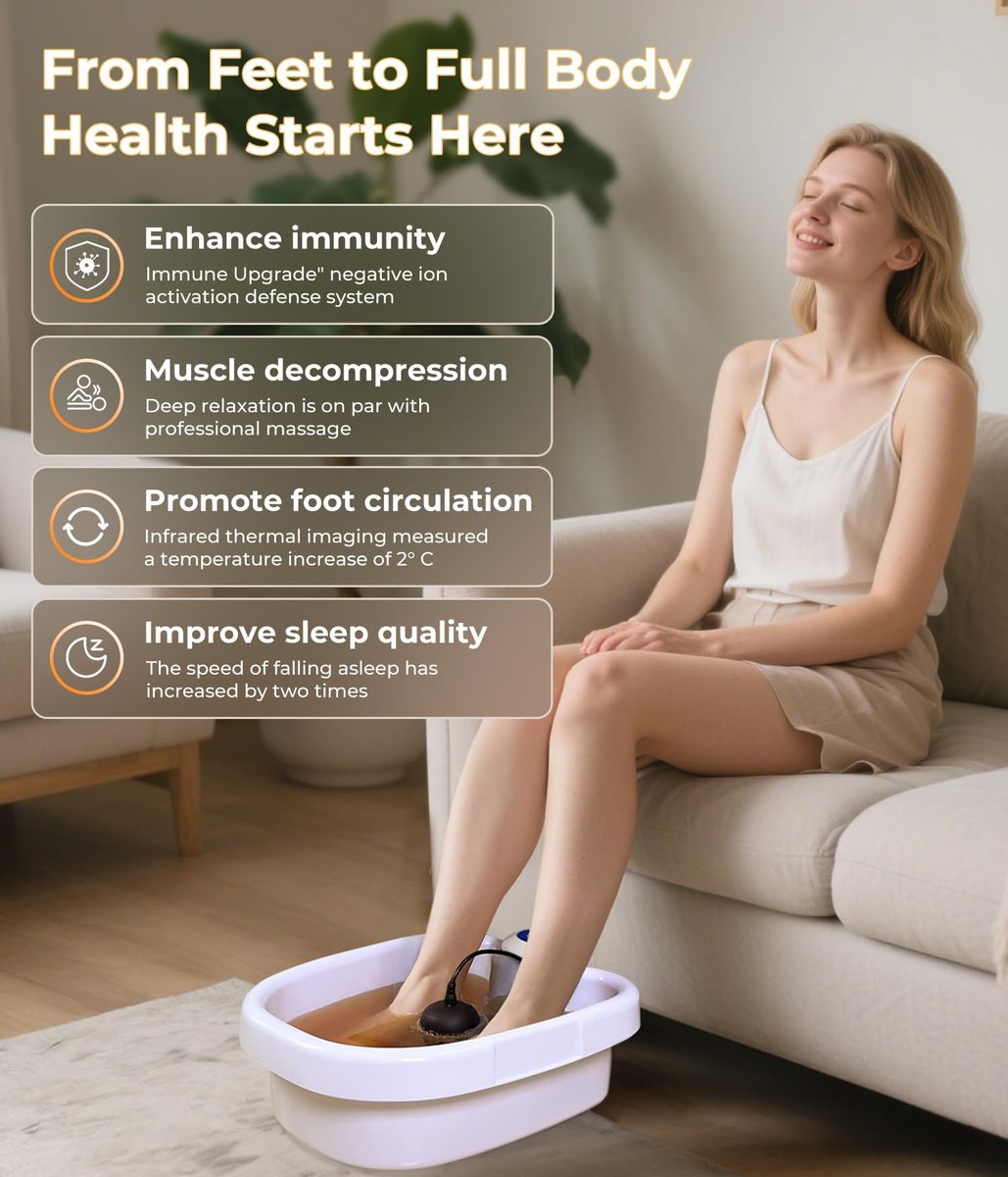 SPATOES Ionic Foot Detox Machine 3.0 - Home Foot Spa with Ion Detox Cleanse, 2 Arrays, 15 Liners, Sea Salt & Upgraded Durable Basin (Off White) Avelisse