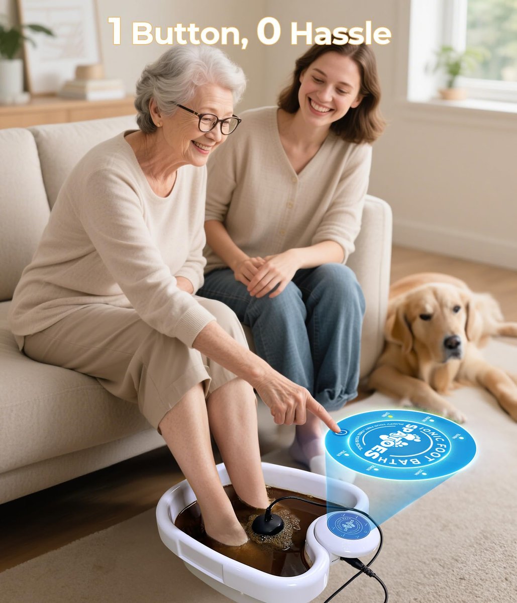 SPATOES Ionic Foot Detox Machine 3.0 - Home Foot Spa with Ion Detox Cleanse, 2 Arrays, 15 Liners, Sea Salt & Upgraded Durable Basin (Off White) Avelisse