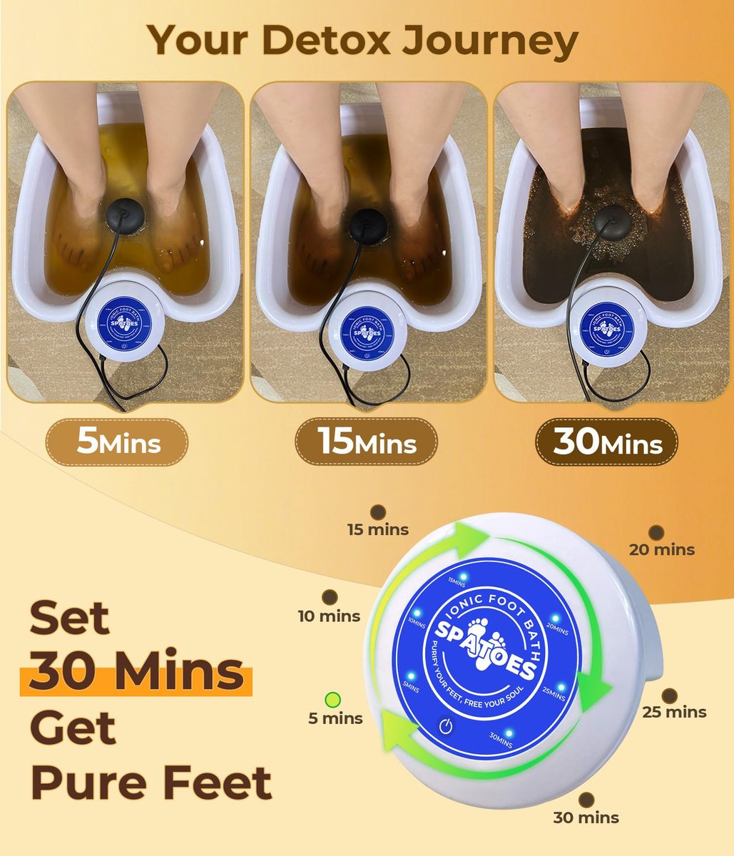 SPATOES Ionic Foot Detox Machine 3.0 - Home Foot Spa with Ion Detox Cleanse, 2 Arrays, 15 Liners, Sea Salt & Upgraded Durable Basin (Off White) Avelisse