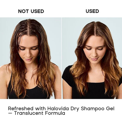 HALOVIDA Leave-in Dry Shampoo Gel - Instant Oil Absorption & Volume, Light Texture Transparency, Non-Aerosol, Safe & Clean with Natural Ingredients, 2.82 oz