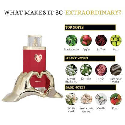 Nusuk Saher Extrait de Parfum for Women – Long-Lasting Luxury Perfume with Apple, Jasmine, Rose & Vanilla Notes, 100ml Avelisse