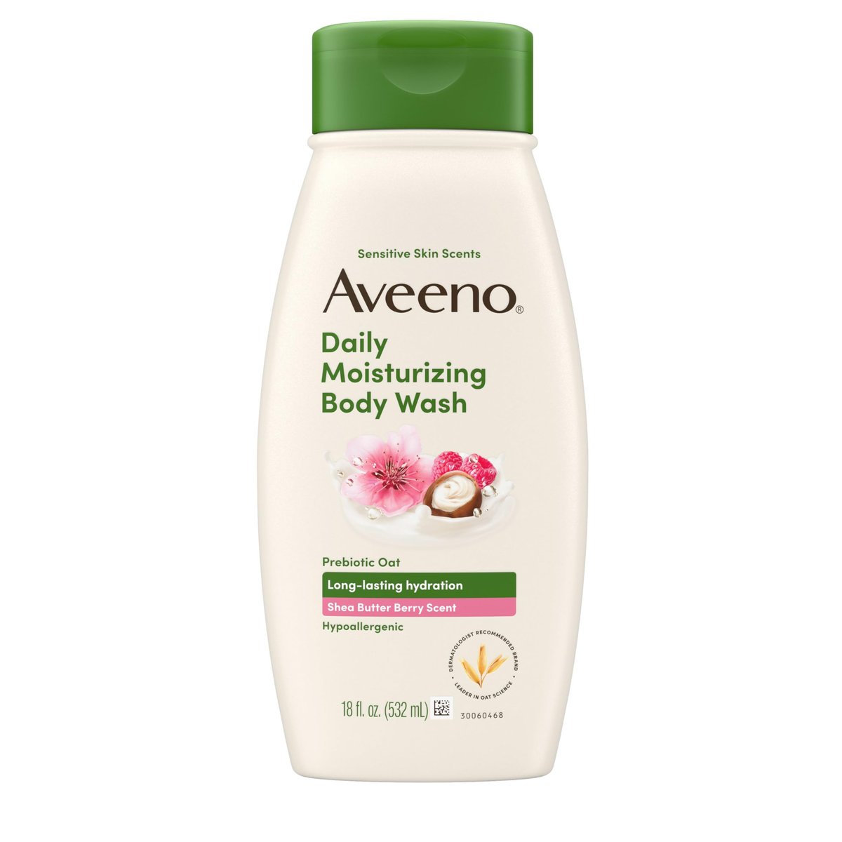 Aveeno Daily Moisturizing Body Wash with Shea Butter Berry Scent & Soothing Prebiotic Oat, Hypoallergenic & Paraben-Free, 18 fl. oz - görsel 1