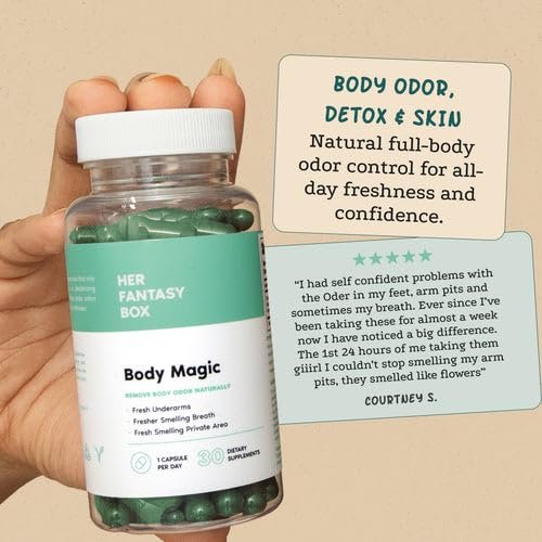 Her Fantasy Box Starter Kit – Complete Feminine Wellness Bundle with Chlorophyll Capsules, pH Balancing Shower Gel, Rejuvenating Yoni Oil & Slippery Elm Capsules for Freshness, Balance & Nourished Skin Avelisse
