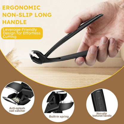 Upgrade Extended Toenail Clippers for Thick Toenails – Long Handled Nail Clippers for Seniors, Large Fingernail Clipper Angled Head with Catcher, Ergonomic Wide Opening Heavy Duty Cutter for Men Women Avelisse