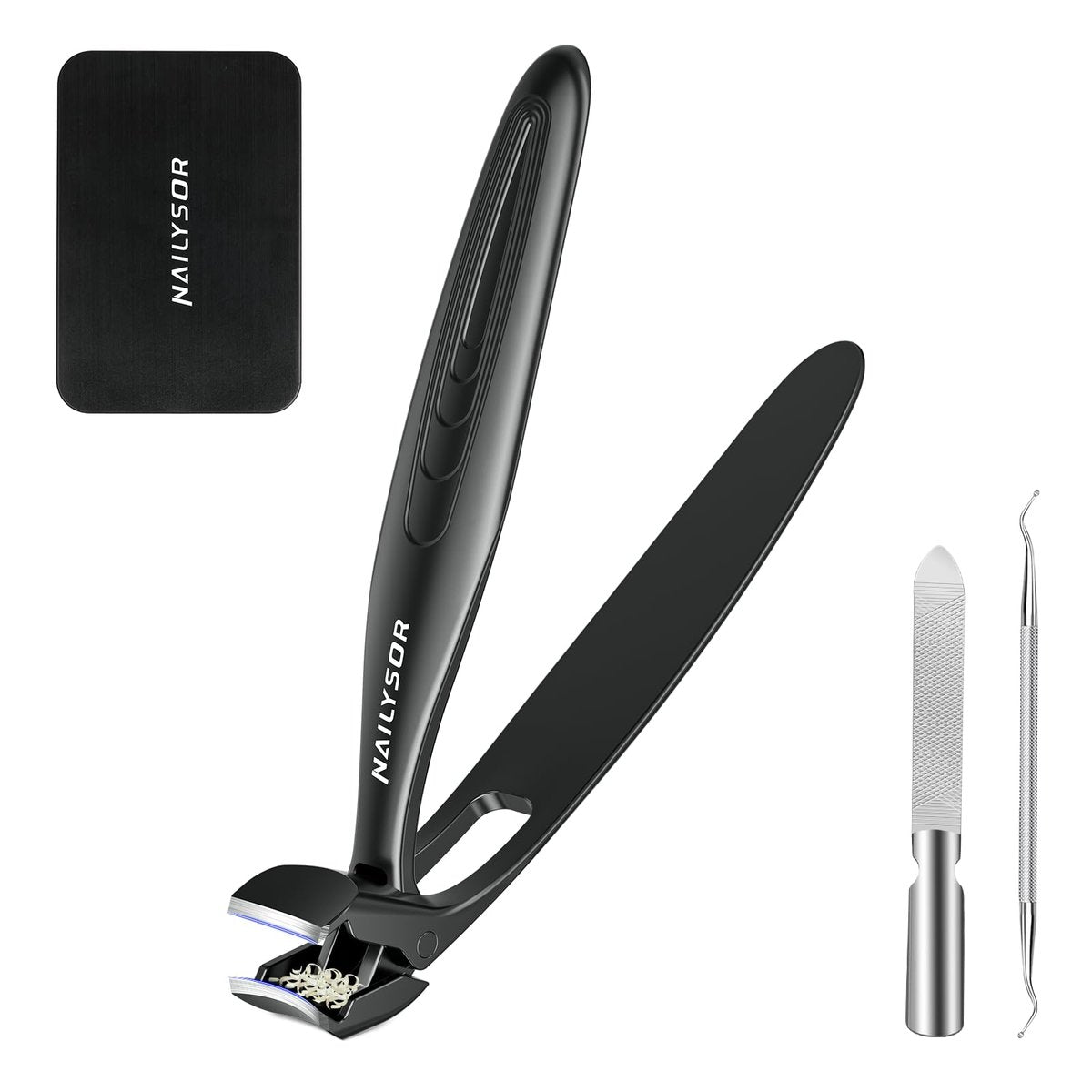 Upgrade Extended Toenail Clippers for Thick Toenails – Long Handled Nail Clippers for Seniors, Large Fingernail Clipper Angled Head with Catcher, Ergonomic Wide Opening Heavy Duty Cutter for Men Women Avelisse