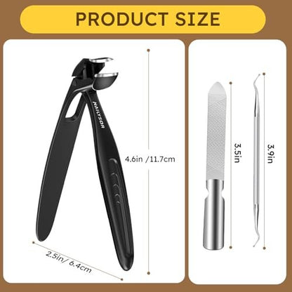 Upgrade Extended Toenail Clippers for Thick Toenails – Long Handled Nail Clippers for Seniors, Large Fingernail Clipper Angled Head with Catcher, Ergonomic Wide Opening Heavy Duty Cutter for Men Women Avelisse
