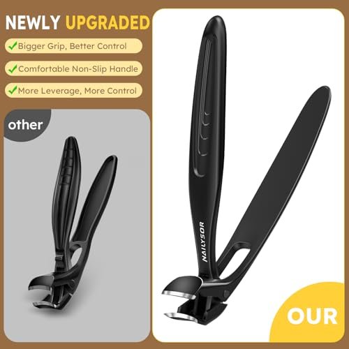 Upgrade Extended Toenail Clippers for Thick Toenails – Long Handled Nail Clippers for Seniors, Large Fingernail Clipper Angled Head with Catcher, Ergonomic Wide Opening Heavy Duty Cutter for Men Women Avelisse