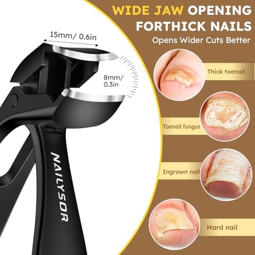 Upgrade Extended Toenail Clippers for Thick Toenails – Long Handled Nail Clippers for Seniors, Large Fingernail Clipper Angled Head with Catcher, Ergonomic Wide Opening Heavy Duty Cutter for Men Women Avelisse