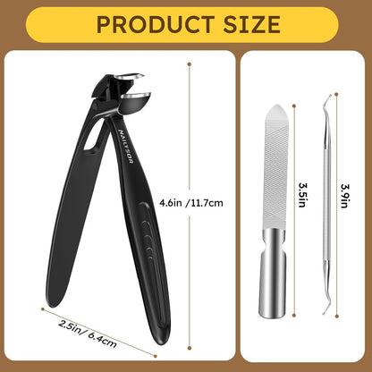 Upgrade Extended Toenail Clippers for Thick Toenails – Long Handled Nail Clippers for Seniors, Large Fingernail Clipper Angled Head with Catcher, Ergonomic Wide Opening Heavy Duty Cutter for Men Women Avelisse