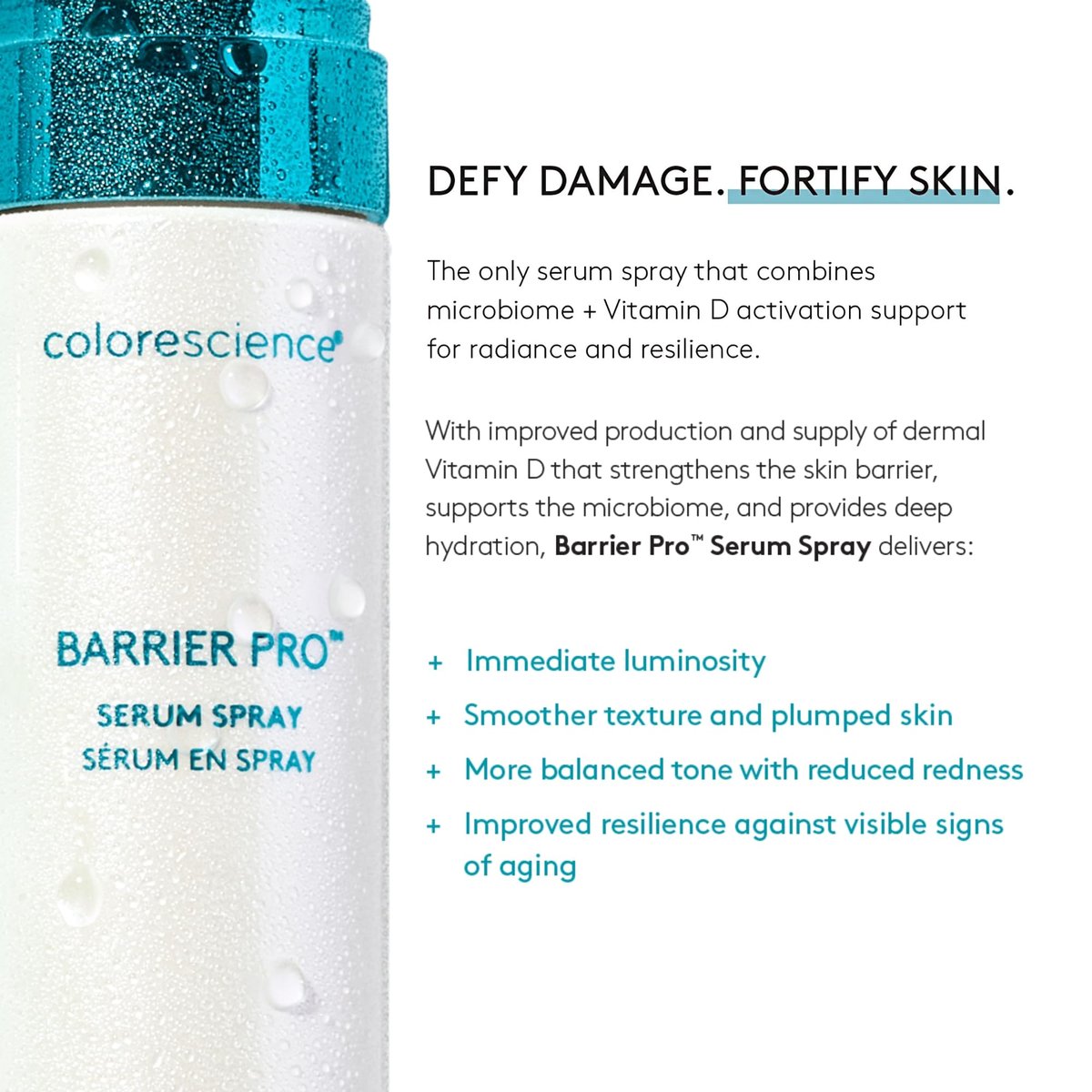 Colorescience Barrier Pro Microbiome Serum Spray – Pre, Pro & Postbiotic Skin Barrier Support with Vitamin D Radiance, Leave-On Hydrating Treatment for All Skin Types Avelisse