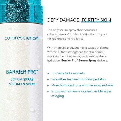 Colorescience Barrier Pro Microbiome Serum Spray – Pre, Pro & Postbiotic Skin Barrier Support with Vitamin D Radiance, Leave-On Hydrating Treatment for All Skin Types Avelisse