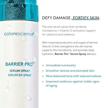 Colorescience Barrier Pro Microbiome Serum Spray – Pre, Pro & Postbiotic Skin Barrier Support with Vitamin D Radiance, Leave-On Hydrating Treatment for All Skin Types Avelisse