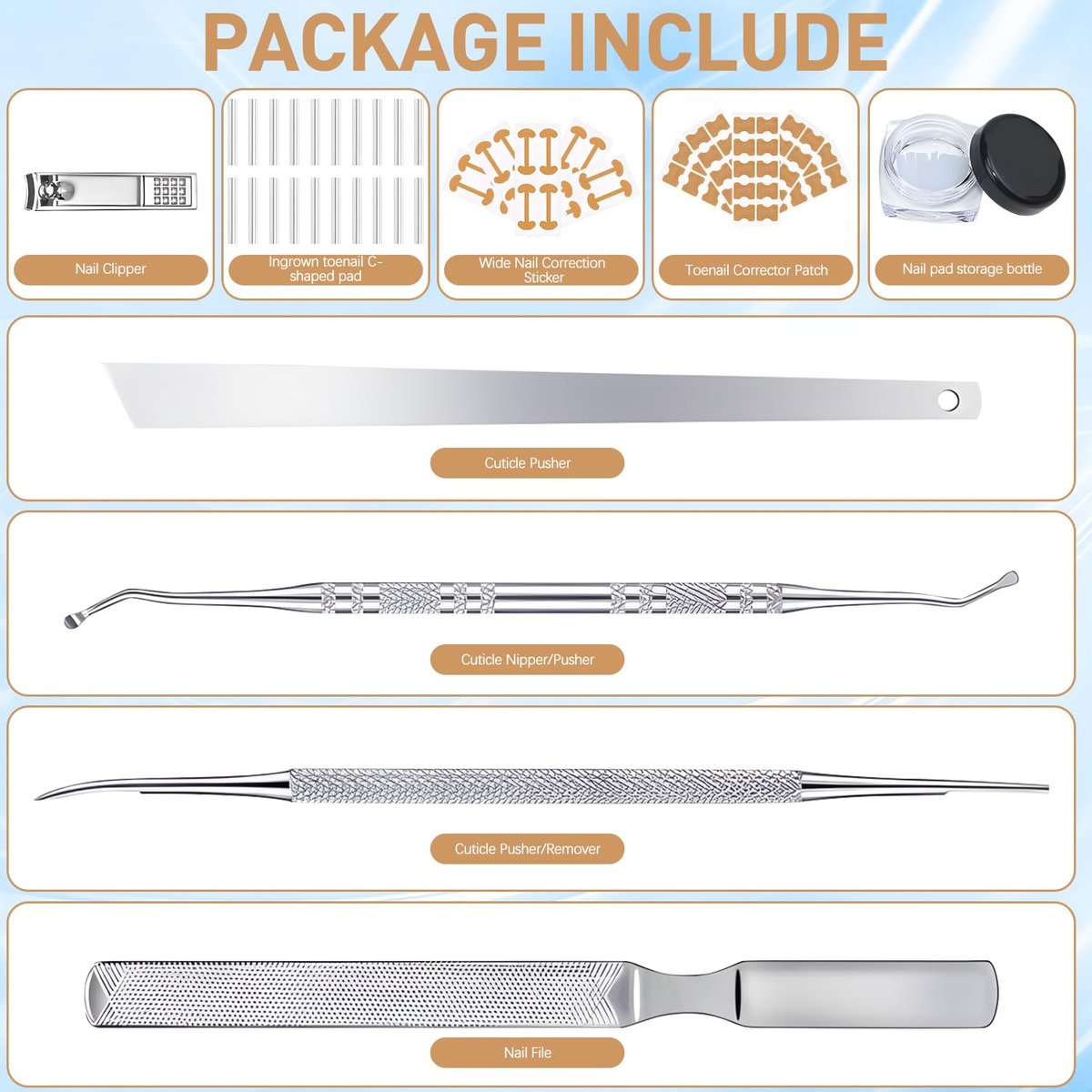 Ingrown Toenail Corrector Set with Correction Strips - Professional Pedicure Tool for Men and Women - görsel 3