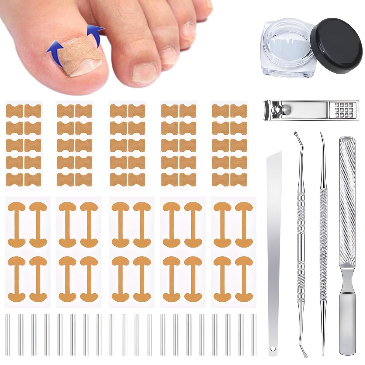 Ingrown Toenail Corrector Set with Correction Strips - Professional Pedicure Tool for Men and Women - görsel 1