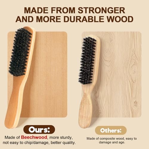 Goiple Boar Bristle Slick Back Hair Brush – Smooth Flyaways, Frizz Control, Sleek Ponytails & Buns – Wooden Edge Brush for Women, Men & Kids (Pink) - görsel 12