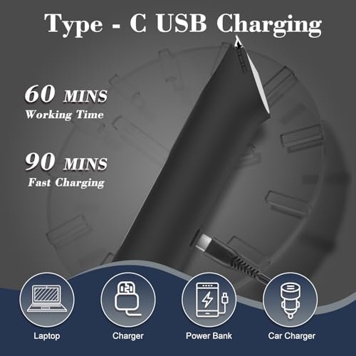 Hatteker 4 in 1 Multifunctional Dual-Head Body Hair Trimmer for Men - IPX7 Waterproof Groin & Body Groomer, Rechargeable Electric Shaver Razor (Black) Avelisse